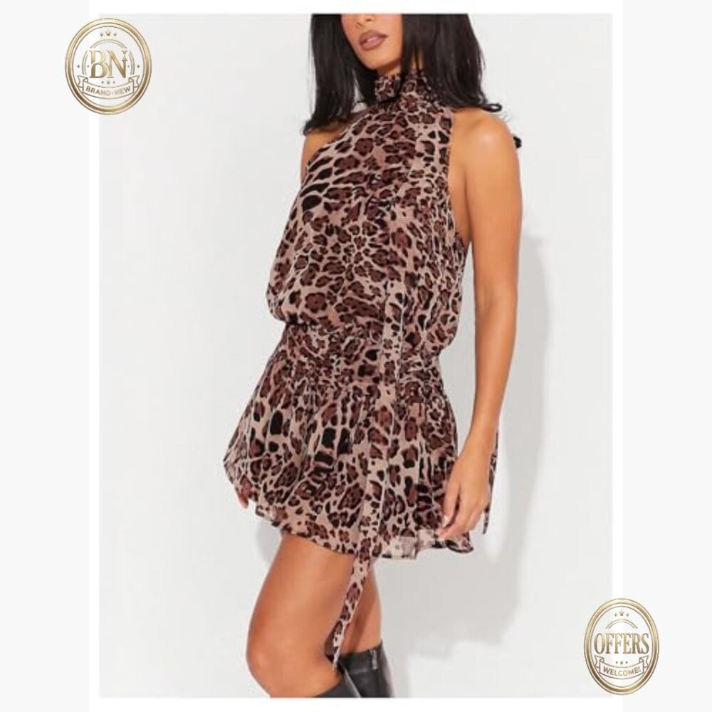 Polyester Chiffon Halter Backless Mini Dress for … - image 2